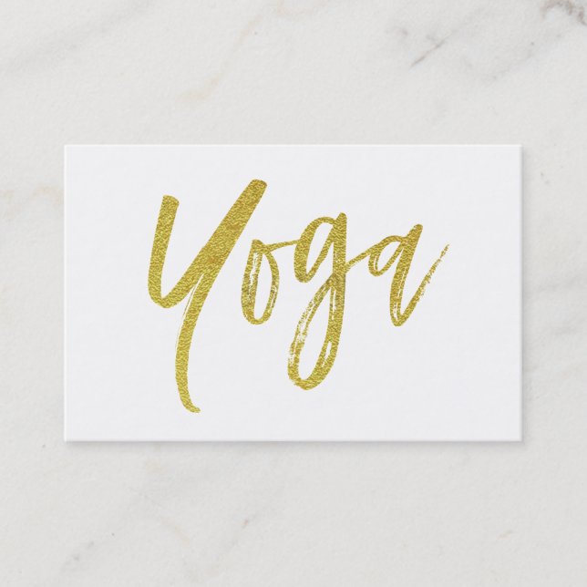 *~* Yoga Lärare Modern White Guld Visitkort (Framsida)