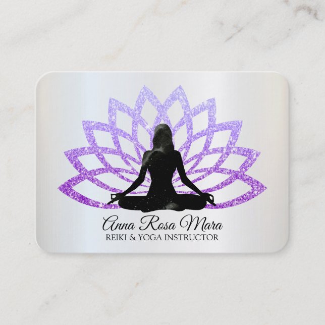 *~* Yoga Lavender Lotus Woman Healing Energy Visitkort (Framsida)