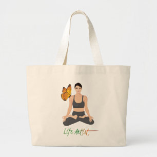 Yoga Life Artist Quote Butterfly Self Improvement Jumbo Tygkasse