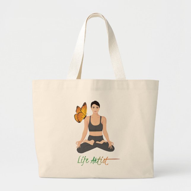 Yoga Life Artist Quote Butterfly Self Improvement Jumbo Tygkasse (Framsidan)