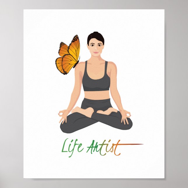 Yoga Life Artist Slogan Butterfly Inspirational Poster (Framsidan)