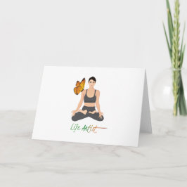 Yoga Life Artist Slogan Girl Lotus Pose Butterfly Kort