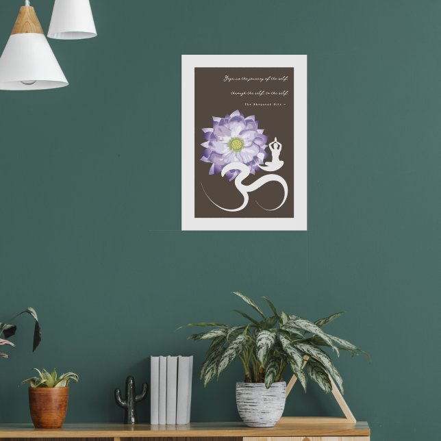 Yoga & Lila Lotus Flower White Om Symbol Poster (Vardagsrum 1)