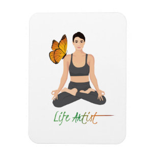 Yoga Liv Konstnär Slogan Tjej Lotus Fjäril Söt Magnet