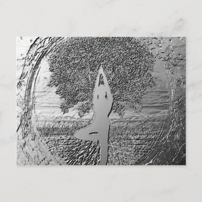 Yoga Livets träd i Chrome Vykort (Framsida)