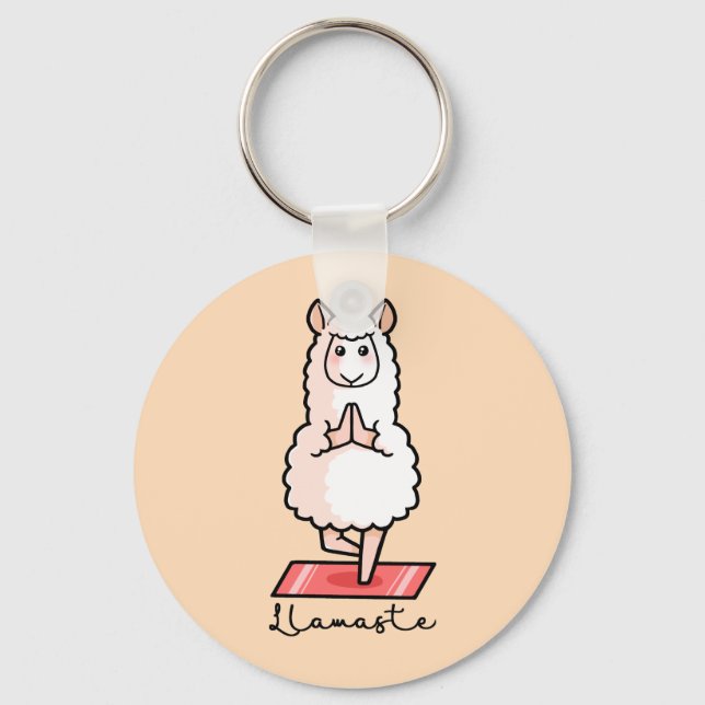 Yoga Llama - Llamaste Nyckelring (Framsida)