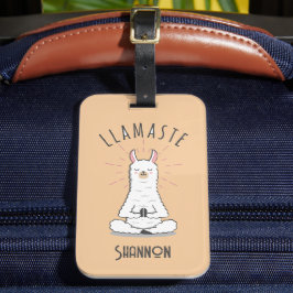 Yoga Llama - Llamaste Pun Monogram Namn Bagagebricka