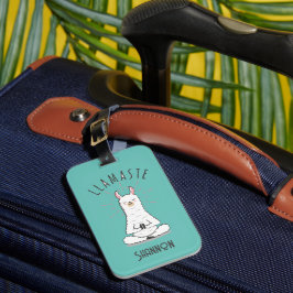 Yoga Llama - Llamaste Pun Monogram Namn Bagagebricka