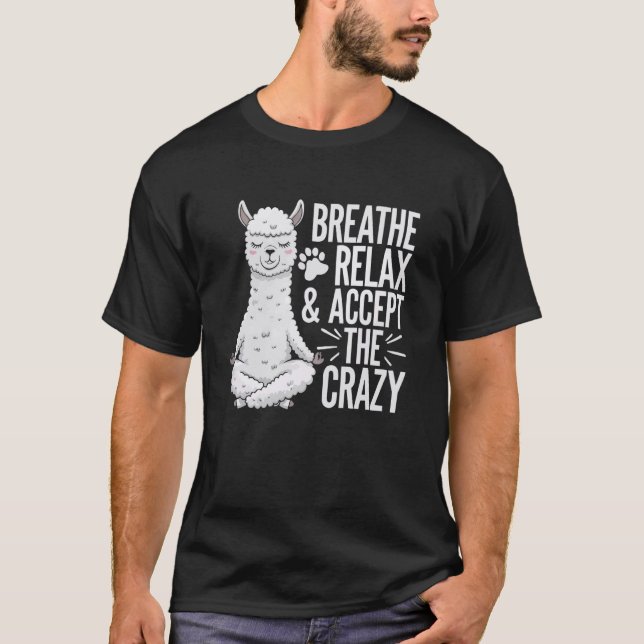 Yoga Llama Namaste Meditation Zen Animal Yoga Inst T Shirt (Framsida)