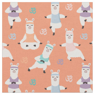Yoga Llamas Mönster Roligt Yoga Llama-tecken Tyg