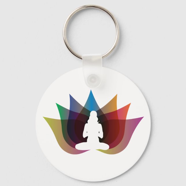 Yoga Lotus Flower Keychain Nyckelring (Framsida)