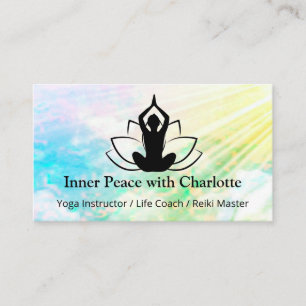 Yoga Lotus Instructor Reiki Life Coach Watercolor Visitkort
