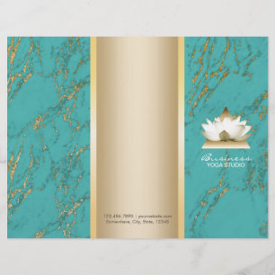 Yoga Lotus Logotyp Guld & Tirqipose Marble Tri-Fol