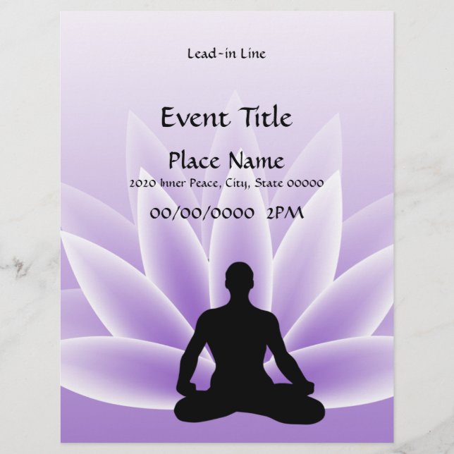 Yoga Lotus Man Violet 8.5 x 11 Event Flyer (Framsidan)