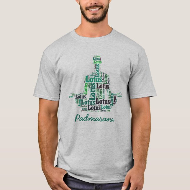 Yoga Lotus Pose i skuggor av Blue och Teal T Shirt (Framsida)
