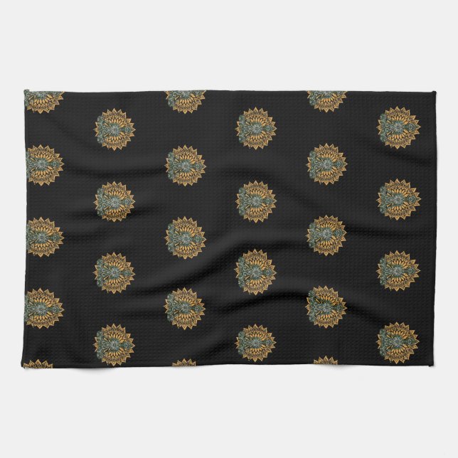 Yoga Lotus Pose Zen Graphic Kökshandduk (Horisontell)