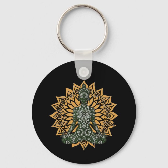 Yoga Lotus Pose Zen Graphic Nyckelring (Framsida)