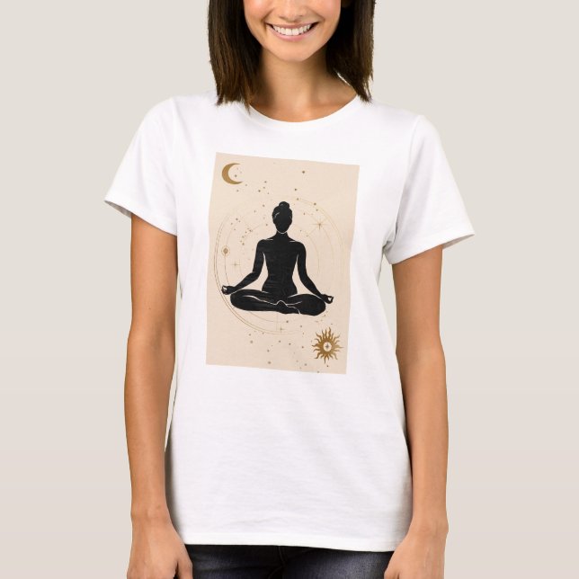 Yoga lotus position silhouette zen-kollage t shirt (Framsida)