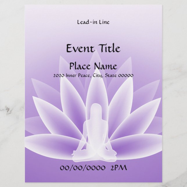 Yoga Lotus Violet 11x8.5 Event Flyer (Framsidan)