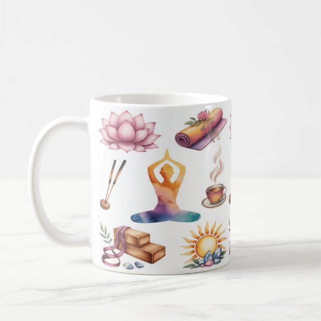 Yoga lotusblomma kaffemugg (Vänster)