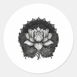 Yoga Lotusblomma På Mandala Lotusblomma Runt Klistermärke