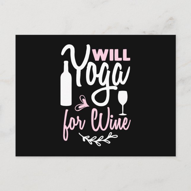 Yoga Lover | Will Yoga For Wine Vykort (Framsida)