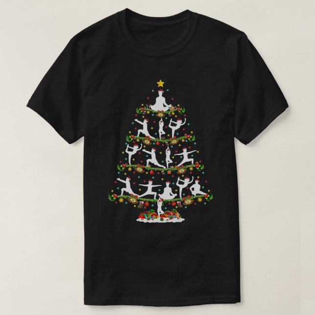 Yoga Lover Xmas Lighting Santa Yoga Christmas Tree T Shirt (Design framsida)
