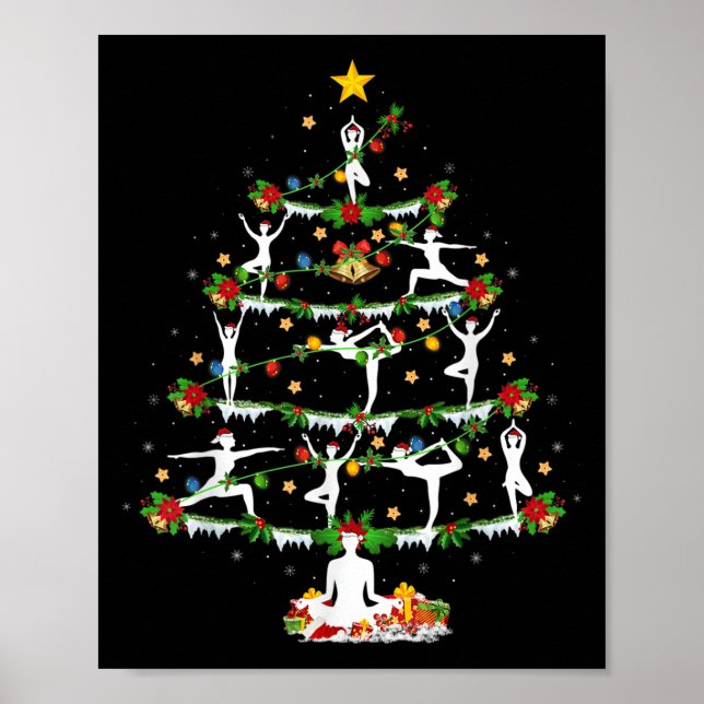 Yoga Lover Xmas Lighting Yoga Christmas Tree  Poster (Framsidan)