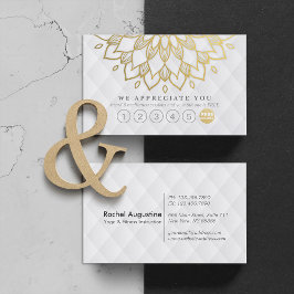 Yoga Loyalty 6 Slår Guld Mandala White Leather Lojalitetskort