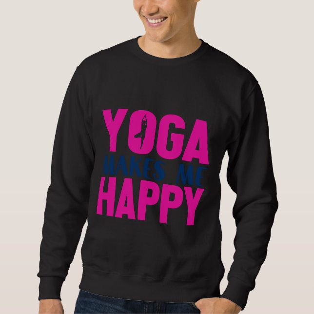 Yoga Makes Me Lycklig Lång Ärmad Tröja (Framsida)