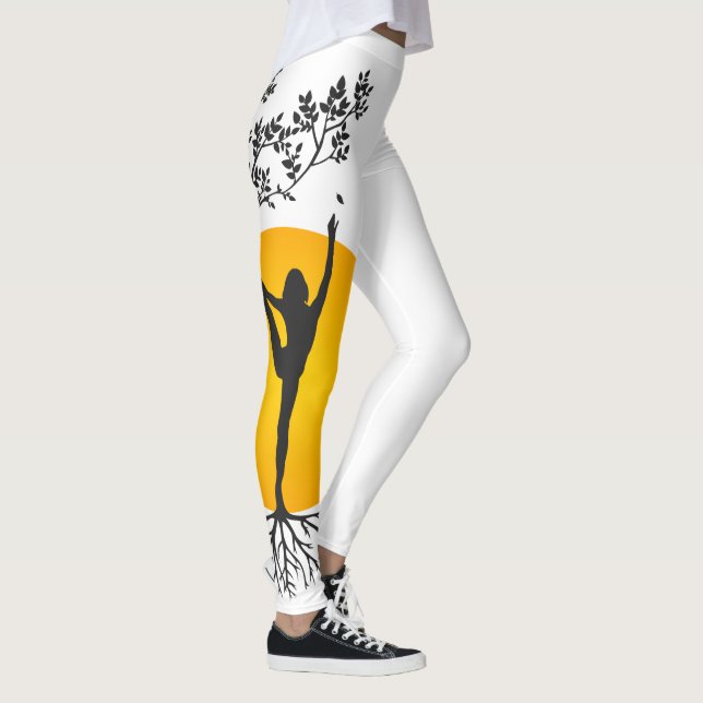 Yoga Mamma Livets träd Sol Silhouette Leggings (Höger)