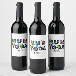 Yoga Mamma Meditation Hobby Cute Mamma Vinflaska Etikett