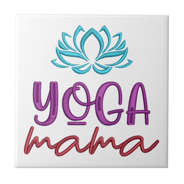 Yoga Mamma Quote Lotus Flower Zen Kakelplatta (Framsidan)