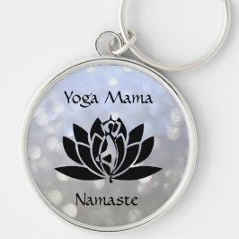 Yoga Mamma Rund Silverfärgad Nyckelring