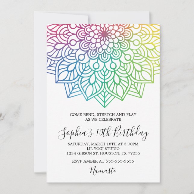 Yoga Mandala Birthday-inbjudan Inbjudningar (Framsida)