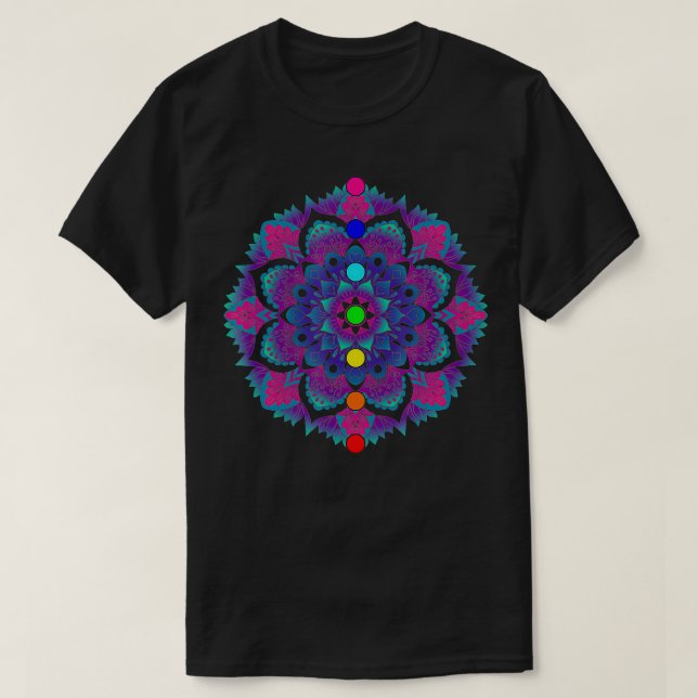 Yoga Mandala Colorful Chakra Meditation Balanced S T Shirt (Design framsida)