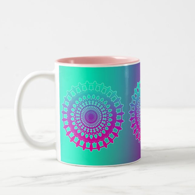Yoga Mandala Optimistic Lycklig Rainbow Pastel Två-Tonad Mugg (Vänster)