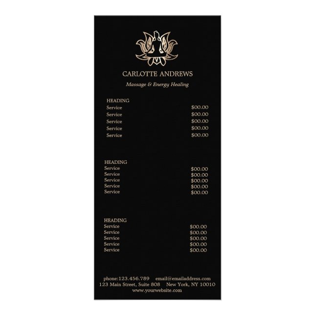 Yoga Mandala Salon Pris lista Reklamkort (Framsidan)