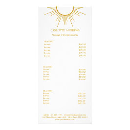 Yoga Mandala Sol Salon Pris List Rack Card Reklamkort