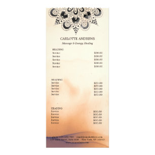 Yoga Mandala Sol Salon Pris List Rack Card Reklamkort