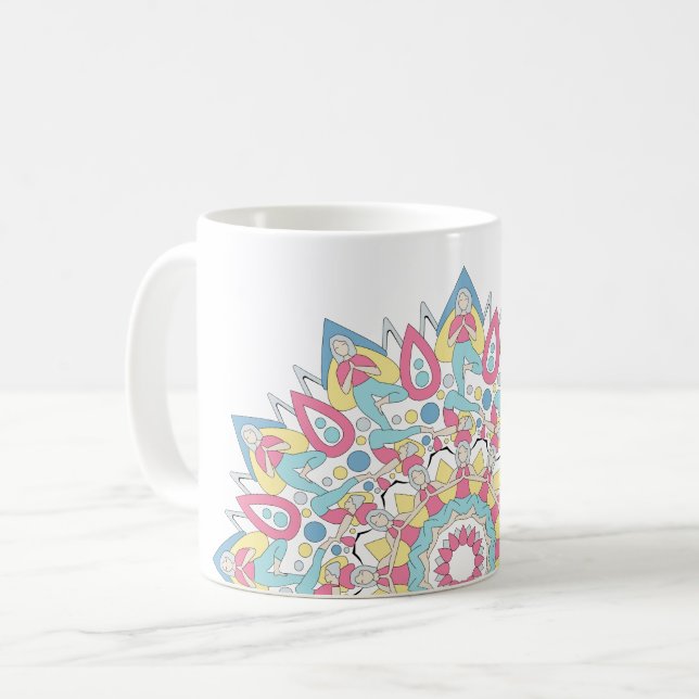 Yoga Mandala with Three Poses Pattern Kaffemugg (Framsida vänster)