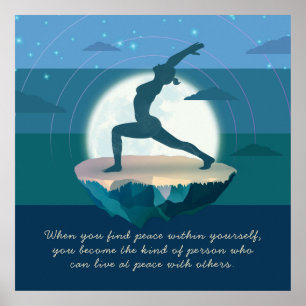 Yoga Måne Salutation Pose Flies Island Star Quote Poster