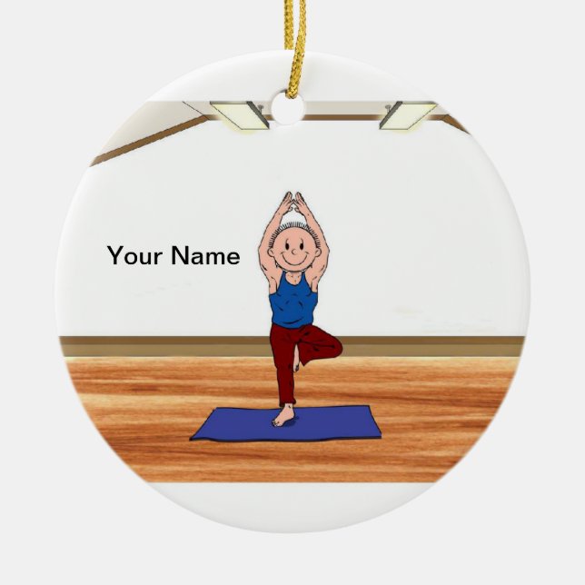 Yoga - manlig julgransprydnad keramik (Framsidan)