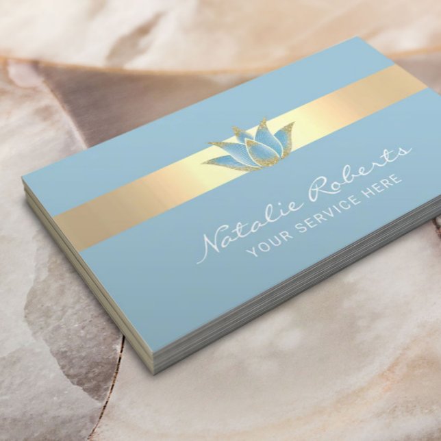 Yoga massage Therapy Modern Blue Lotus Flower Visitkort (Skapare uppladdad)