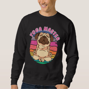 Yoga Master Pug Hund Funny Animal Vintage Meditati Lång Ärmad Tröja