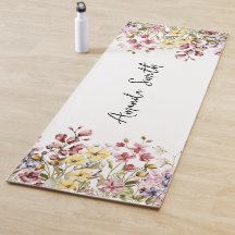 Yoga Mat Blommigt Customized Namn Vild Flowers