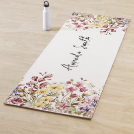 Yoga Mat Blommigt Customized Namn Vild Flowers