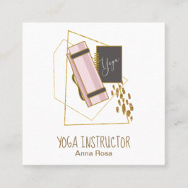 *~* Yoga Mat Yoga Instruktör Guld Glitter Polygon Fyrkantigt Visitkort