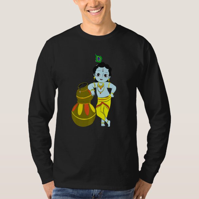 Yoga Meditation Andlig Hindu God Krishna T Shirt (Framsida)