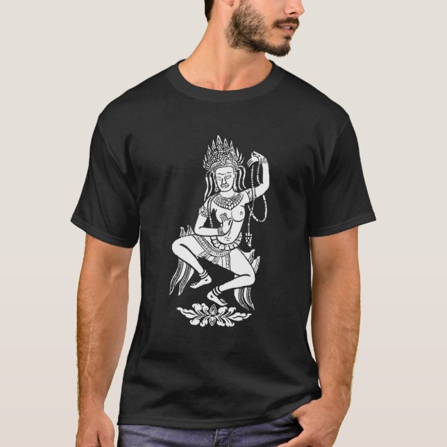 Yoga Meditation Apsara Dance Nymph Buddhist Street T Shirt (Framsida)